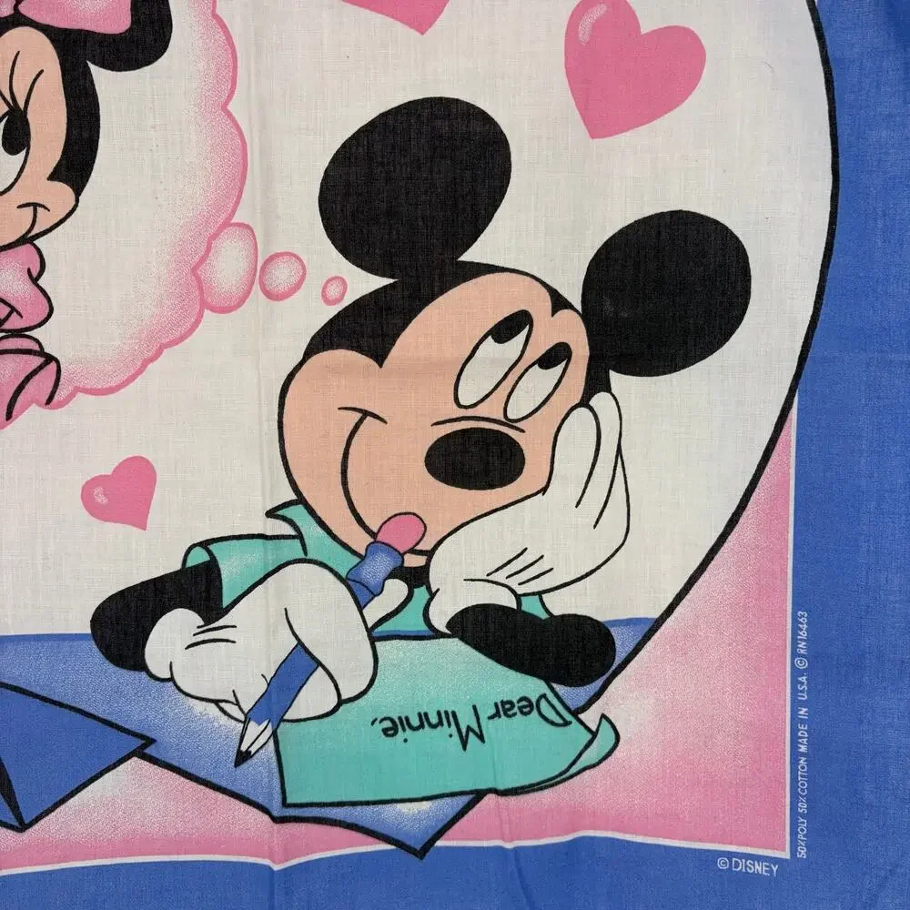 Vintage Disney Mickey Minnie Mouse Bandana Scarf USA Woronowicz Love Letter